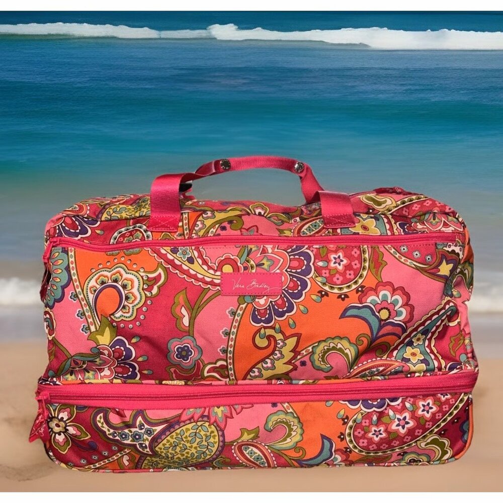 Vera Bradley Rolling Travel Bag with Pull Extended Handle Pink Paisley